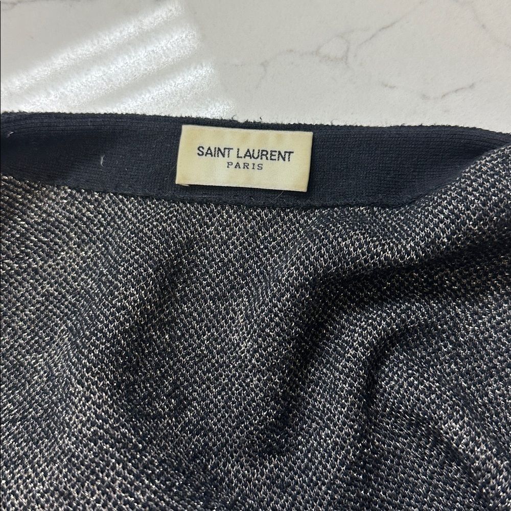YSL Saint Laurent Oversized V-Neck Cardigan BLACK AND SILVER STAR JACQUARD $1490 - Picture 7 of 10